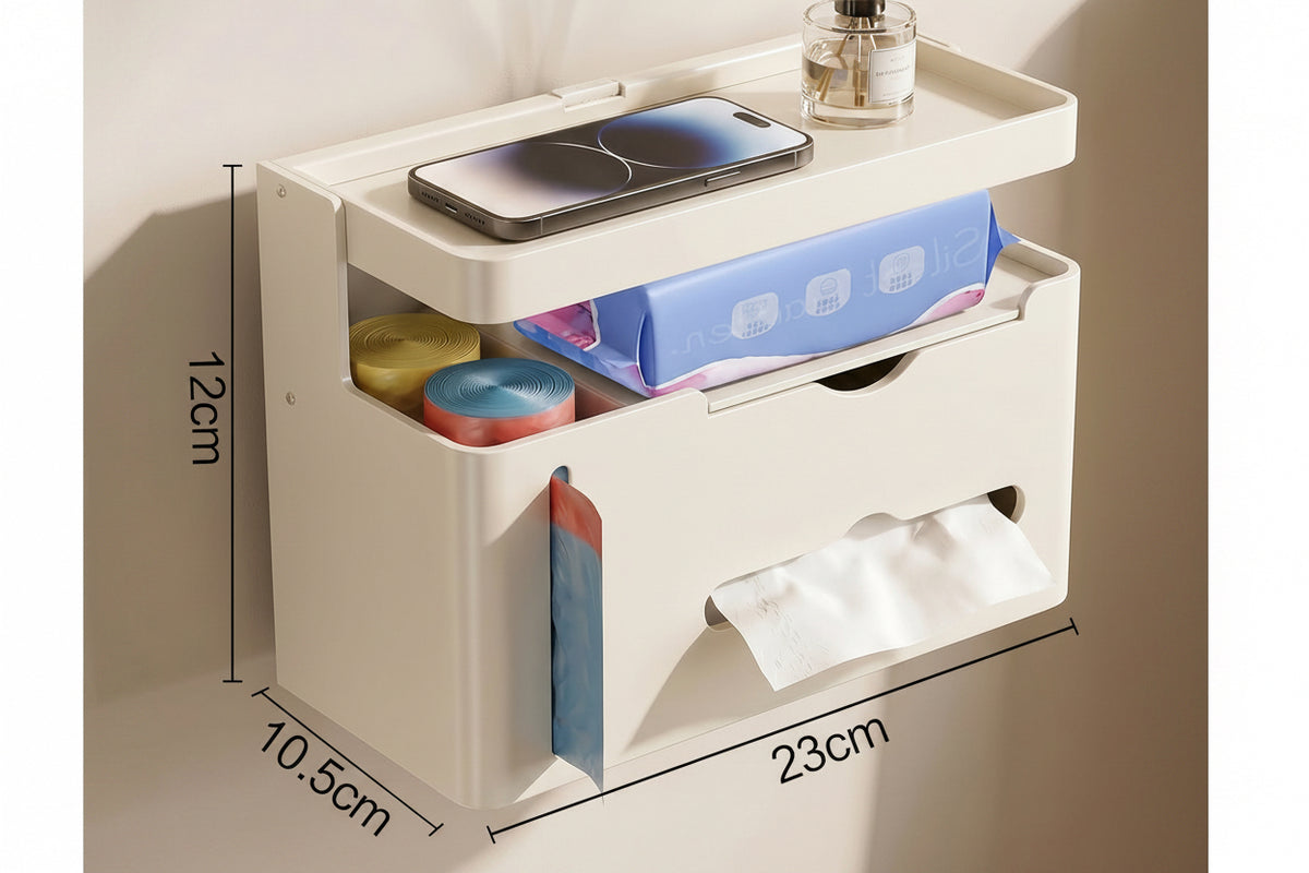 Bathroom Toilet Paper Holder Wall-Mounted Tissue Box Towel Storage Rack Storage Box Toilet Side Paper Roll Holder
